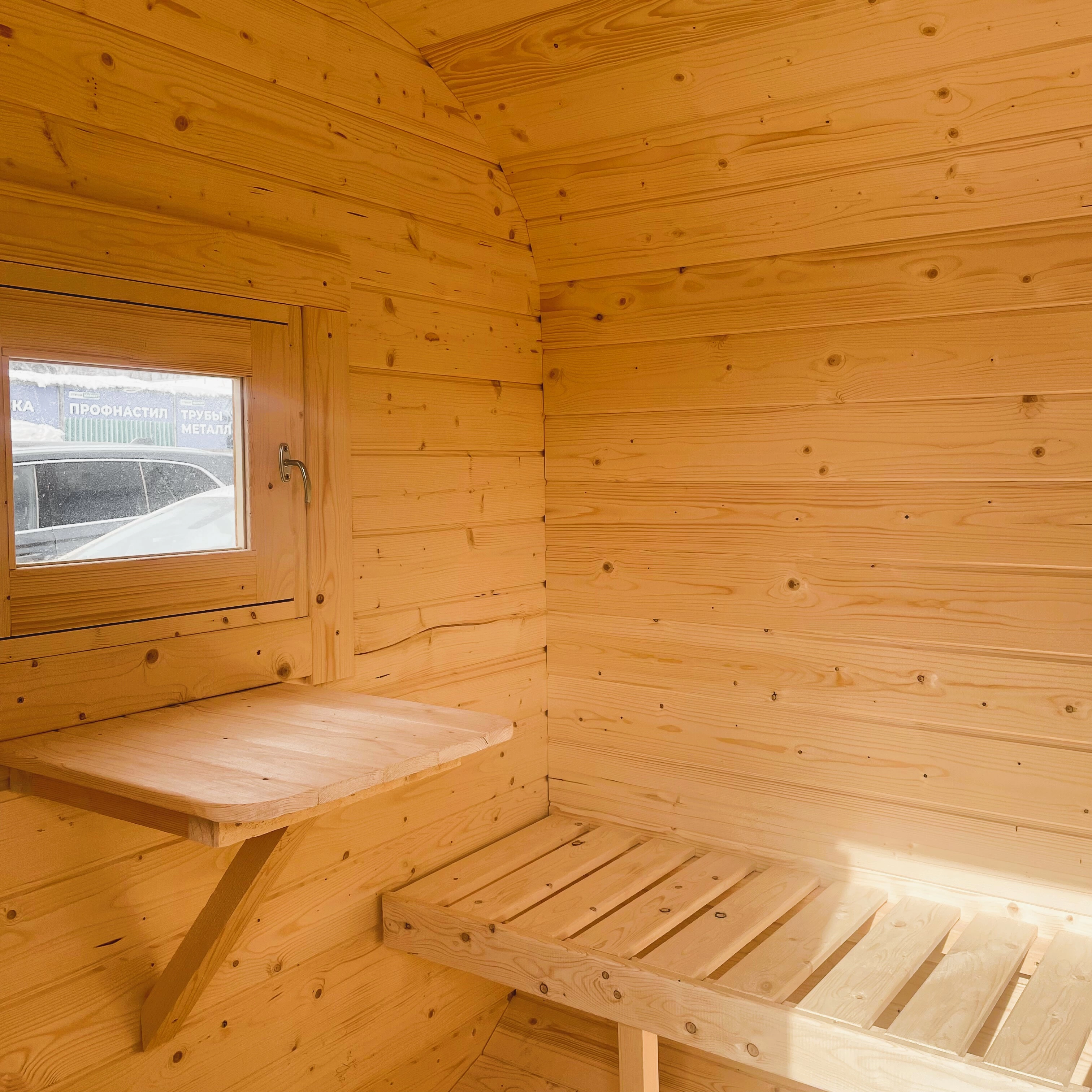 картинка Баня-бочка Квадро 2х4 метра, цвет Мореный дуб