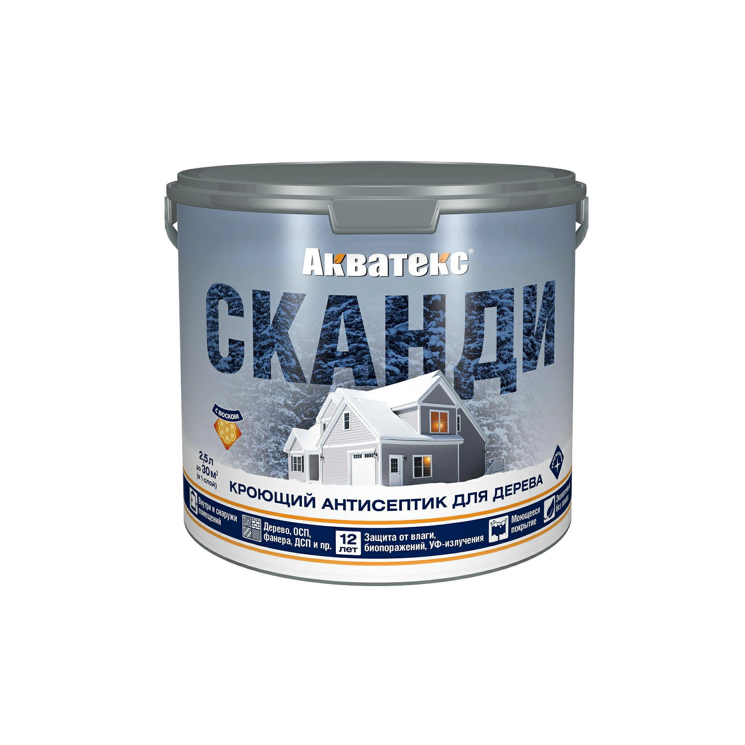 картинка Акватекс СКАНДИ. Карамель. 0,75 л. Кроющий антисептик для древесины