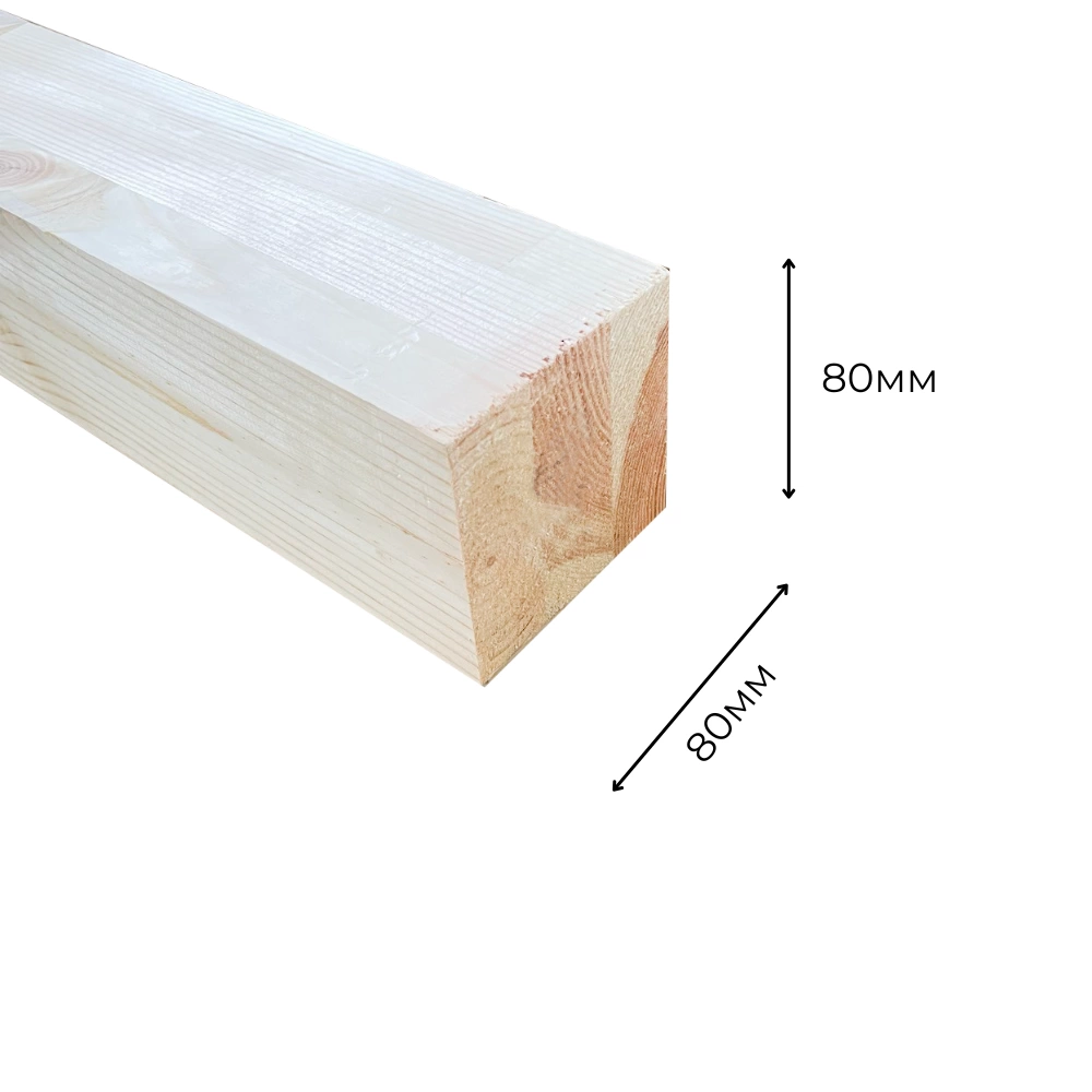 картинка Клееный брус 80х80х6000мм сорт А/В