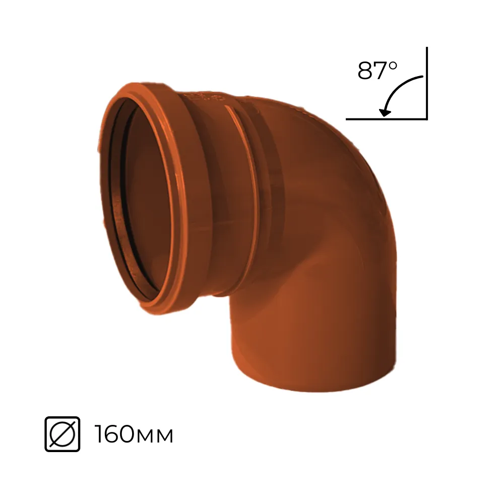 картинка Отвод канализационный ⌀160мм 88º наружный