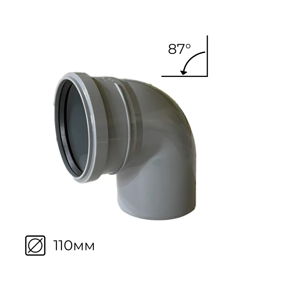 картинка Отвод канализационный ⌀110мм 87º внутренний