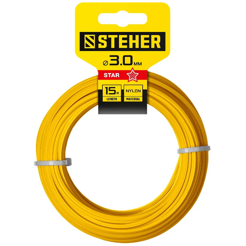 картинка Леска для триммеров "звезда", 3.0мм/15м/ STEHER