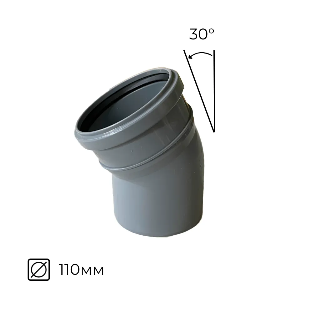 картинка Отвод канализационный ⌀110мм 30º внутренний