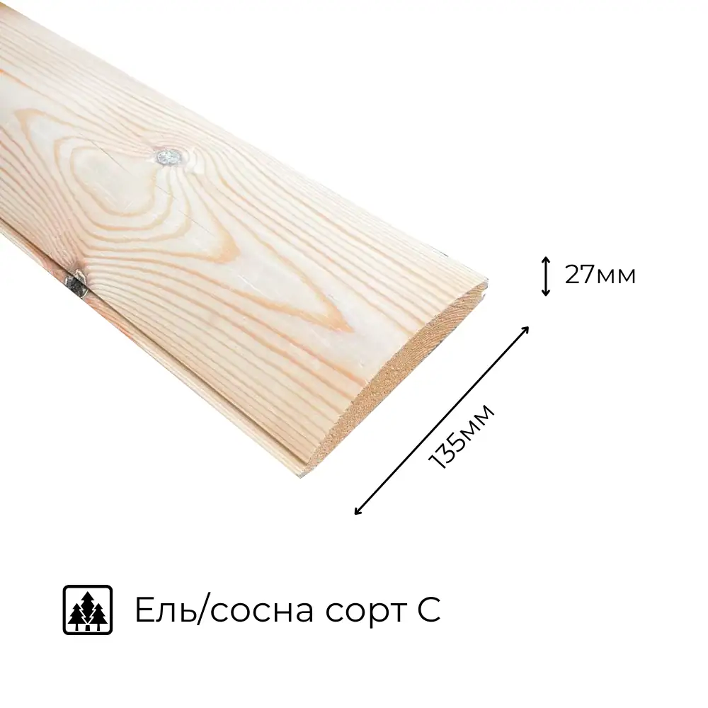 картинка Блок-хаус ель/сосна 27х135х6000мм сорт С