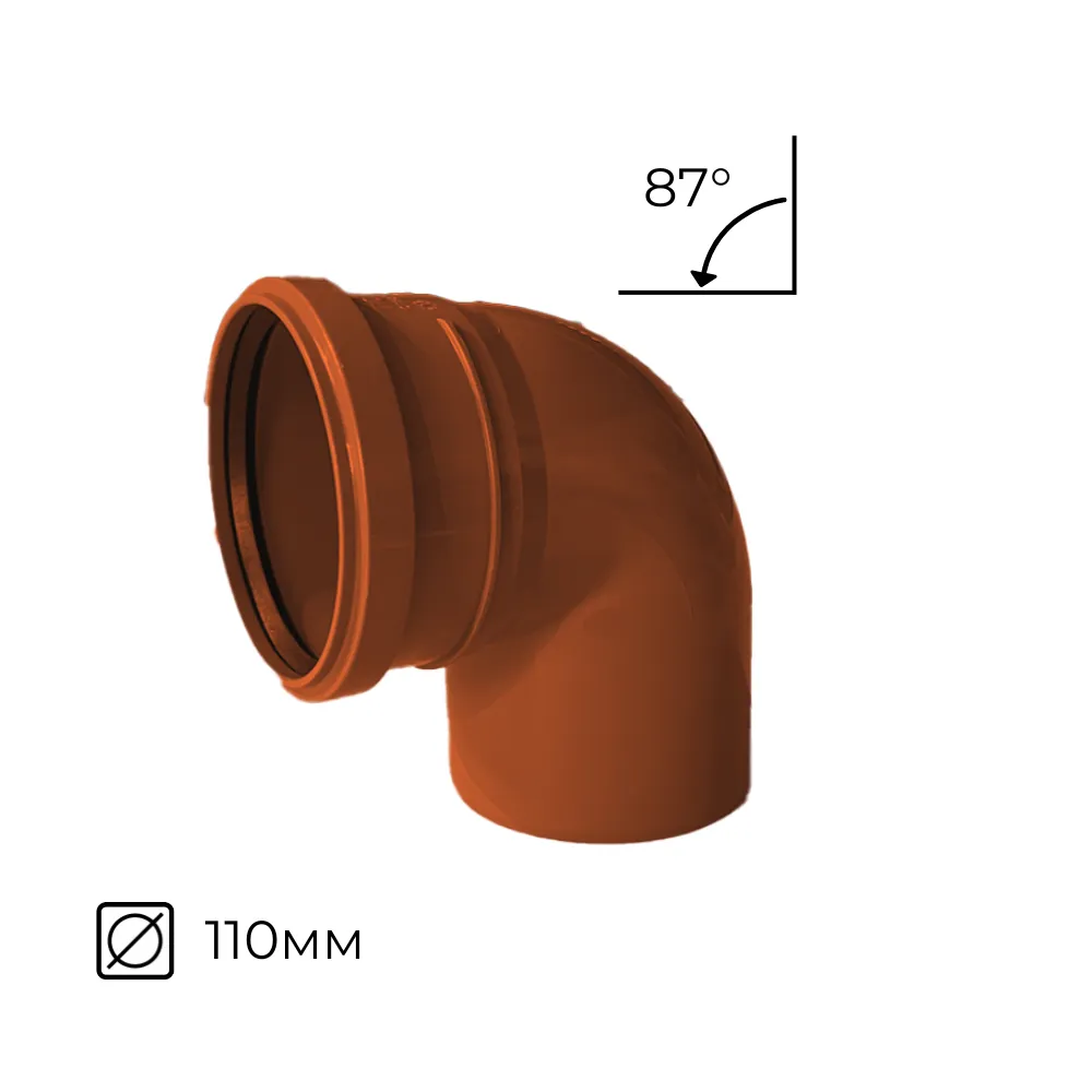 картинка Отвод канализационный ⌀110мм 88º наружный