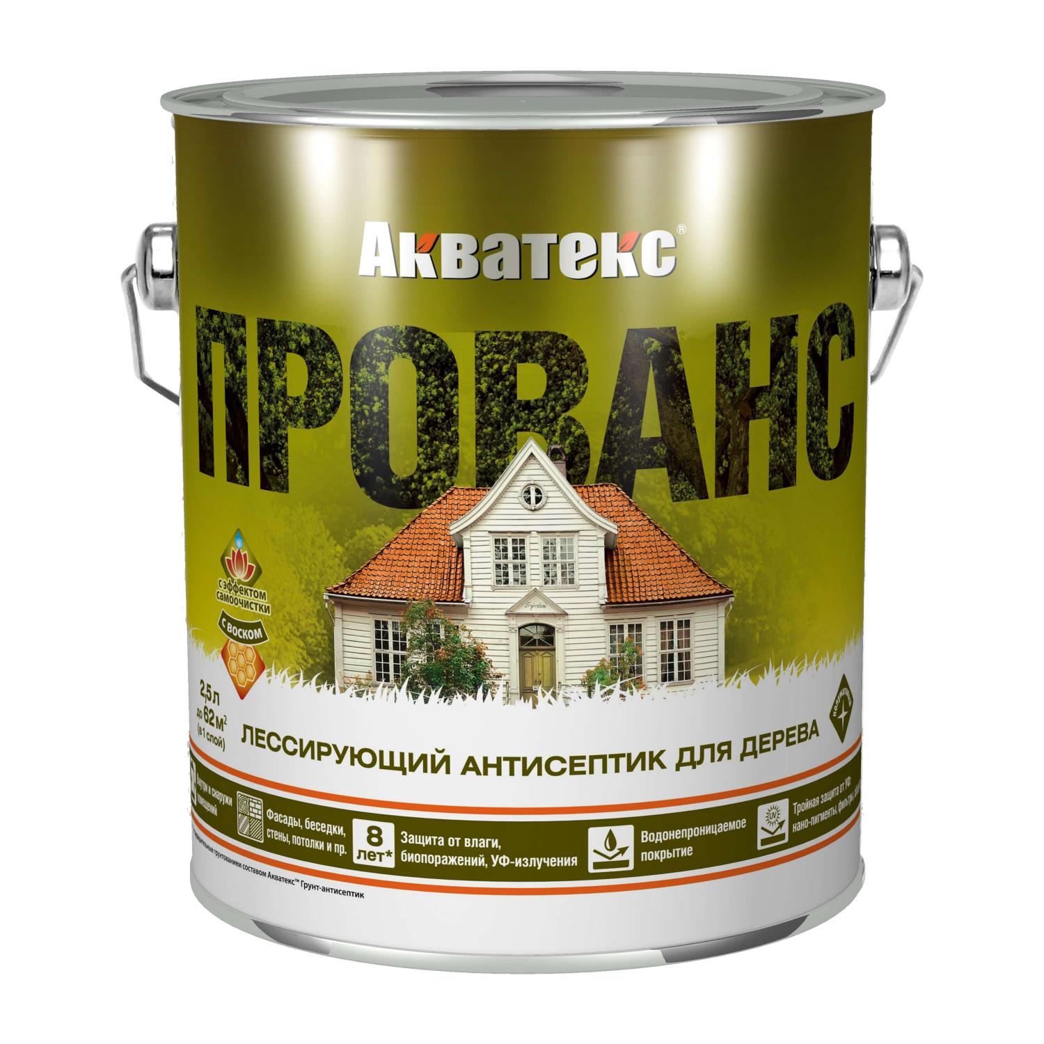 картинка Акватекс ПРОВАНС. Тик. 9 л. Инновационный лессирующий антисептик для дерева