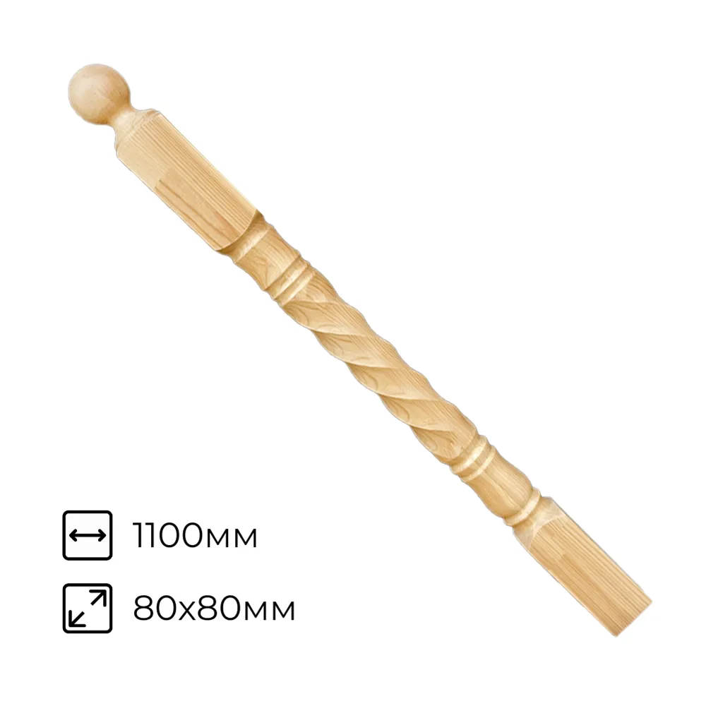 картинка Столб №19 Длинная резьба 80х80х1100мм сорт А сосна